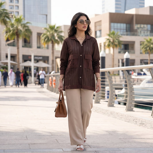 Espresso Chic Mesh Shirt