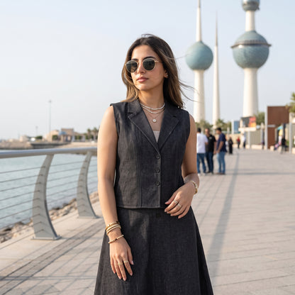 Summer Skirt & Sleeveless Vest Set